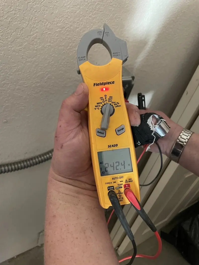 Voltage testing with clamp meter during Generator Installation in DeLand